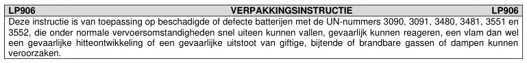 Verpakkingsinstructie LP906 uit ADR 2025, deel 1 van 1