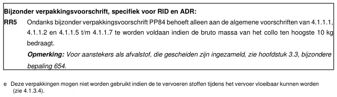 Verpakkingsinstructie P002 uit ADR 2025, deel 4 van 6