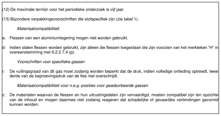Verpakkingsinstructie P208 uit ADR 2025, deel 2 van 3